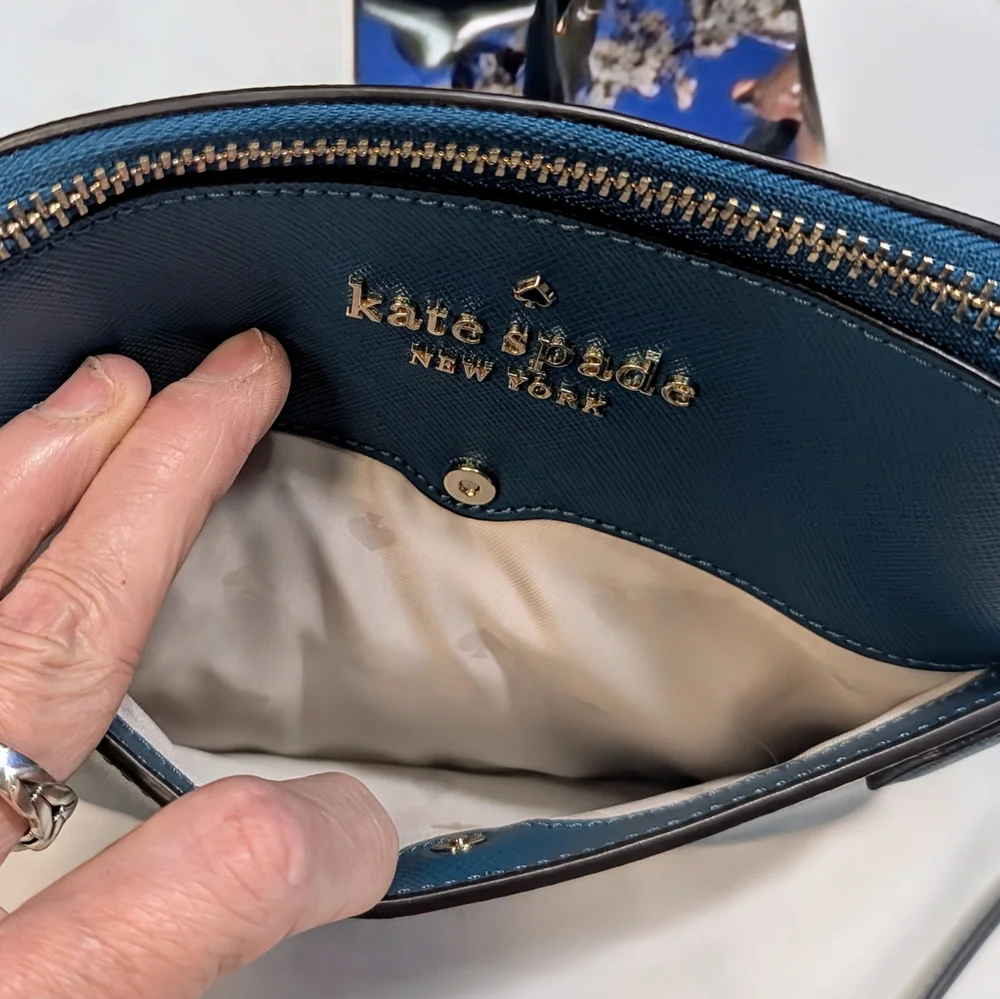 Kate Spade Staci Dark Turquoise Blue Leather Dome Crossbody Bag - NEW!